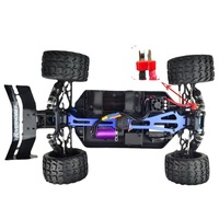 Voiture RC électrique 4x4 1/8 avec châssis métallique, télécommande, grandes roues tout-terrain, barre anti-roulis et éclairage LED