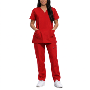Ensemble de blouses médicales pour femmes à col en V, 100% coton denim tissé, uniformes d'hôpital écologiques pour infirmières et médecins, utilisation en salon de beauté - Product Image 6