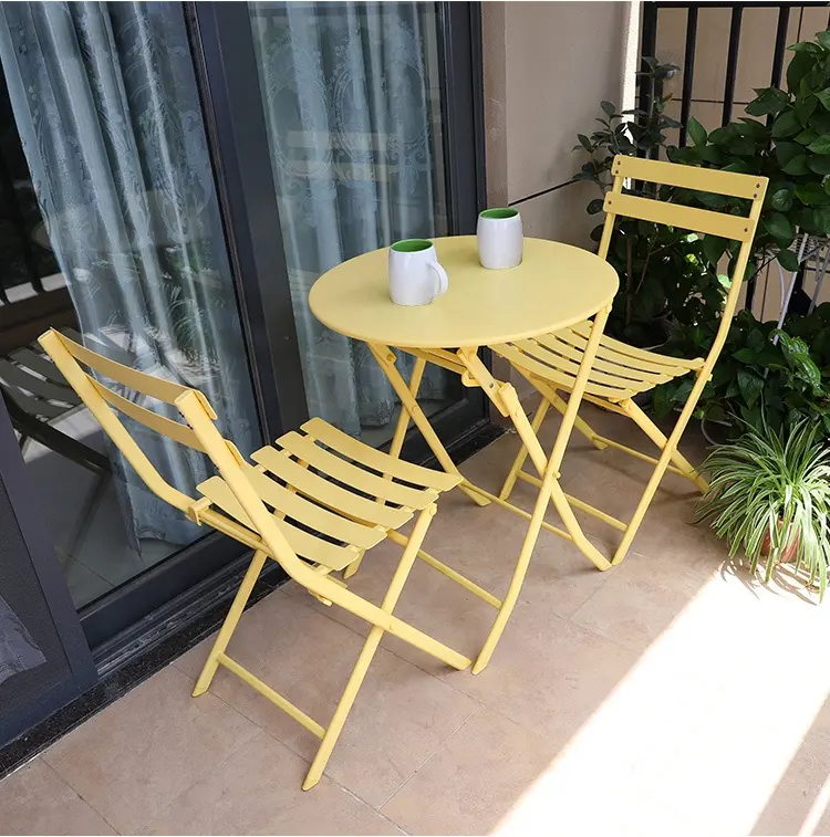 Наборы для сада, балкона, железная рама, wihte/розовые/зеленые/синие стулья и столы, складная мебель, красочные складные стулья