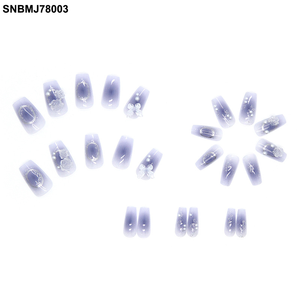 <span class=keywords><strong>Ongles</strong></span> à presser de haute qualité, classiques, très demandés, nouvelle collection <span class=keywords><strong>2023</strong></span>, design personnalisé, 24 pièces/ensemble, emballage personnalisé, motif papillon violet rêve. - Product Image 3