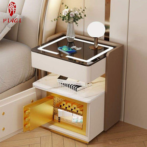 Mesita de Noche Inteligente Moderna con Cargador Inalámbrico, Luz LED, Altavoz Bluetooth, Puerto USB, 3 Cajones, Mesa Auxiliar de Madera para Dormitorio - Product Image 6
