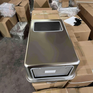 Caja de arena para gatos de acero inoxidable transfronteriza, lavabo cuadrado a prueba de salpicaduras de gran tamaño, inodoro para gatos, caja de arena para gatos de acero de entrada superior - Product Image 2