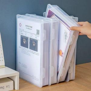 A4 Document Organizer Box Transparent <b>Plastic</b> For Home Office Desktop Storage 400 <b>Sheets</b> Capacity Rectangle Shape Waterproof - Product Image 1