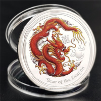 Sur Mesure En Métal Artisanat Signe Du Zodiaque Animal Dragon Argent Couleur Plaqué Pièce À Acheter