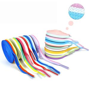 Cordones Planos Personalizados al por Mayor de 8 mm de Ancho, Doble Capa, Costura Tricolor, Cordones de Poliéster y Algodón para Zapatillas Casuales de Lona - Product Image 4