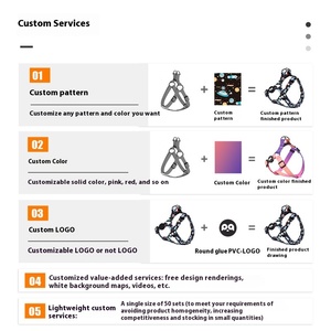 Custom OEM poliestere collare per cani solido imbottito petto indietro nastri di trazione piccolo cane di moda per animali domestici fornitura di Hot-Selling Dog - Product Image 2