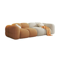 Ensemble de canapés modulaires en bois massif de style crème français pour petit appartement, canapé puf de luxe léger pour salon, éponge haute densité