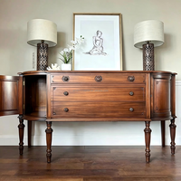 Lemari Bufet Kayu Antik Model Demi Lune Vintage, Kabinet Cherry Antik, Credenza Melengkung, Meja Konsol Shabby Chic