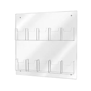 浮动透明亚克力宣传册支架2层壁挂式亚克力宣传册支架亚克力文献展示