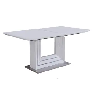 Mesa de comedor extensible de lujo moderna, 6 sillas, mesa con patas de acero inoxidable, mesa de comedor con sillas, mesa de comedor de metal con tapa de piedra de mármol