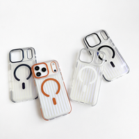 Coque de protection transparente magnétique avec support d'appareil photo intégré et protection d'objectif pour iPhone 18 17 16 15, antichoc et compatible avec la recharge sans fil