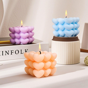 Vela Aromática en Forma <span class=keywords><strong>de</strong></span> Corazón, Geométrica, Hecha a Mano, con Aroma a <span class=keywords><strong>Rubik</strong></span>, para Decoración del Hogar, Acción <span class=keywords><strong>de</strong></span> Gracias, Pascua - Product Image 4