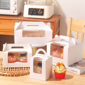 ขายส่งเบเกอรี่คัพเค้กกล่องบรรจุภัณฑ์ 1/214/6 หลุมมือถือถ้วยมัฟฟินไข่ Tart ใสกล่องกระดาษหน้าต่าง - Product Image 2