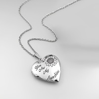 Collier pendentif en bambou style commerce extérieur, médaillon en forme de cœur pour photo, en acier inoxydable argenté, cadeau idéal pour la fête des Mères