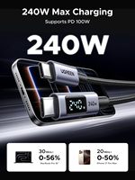 Câble de charge rapide Type-C vers Type-C 240W 5A avec affichage numérique et surveillance de la puissance en temps réel, câble de données tressé PD 100W