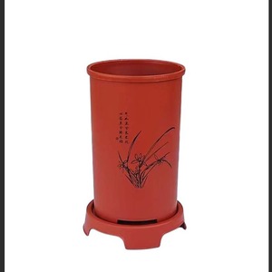 Maceta cilíndrica de imitación de arcilla púrpura para orquídeas con orificio de drenaje para plantas de escritorio - Product Image 4