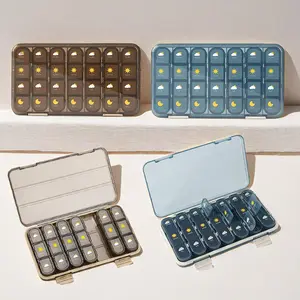 Pillbox portátil para viagem à prova d'água, caixa de remédios mensalmente organizador de comprimidos para 7 dias, 21 e 28 compartimentos