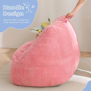 Children's Beanbag Chair <b>Pink</b> Corduroy Portable Soft Seat For Kids Bedroom Use - Product Image 1