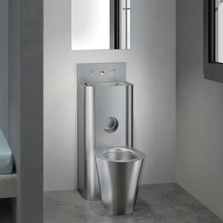 Cuvette de toilette personnalisé, 40 pièces, siège de toilette sous vide en acier inoxydable avec lavabo
