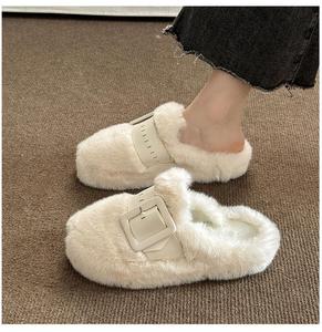 Zapatillas peludas Baotou para mujer, zapatillas antideslizantes para el hogar de otoño e invierno, zapatillas de algodón cómodas y resistentes al desgaste - Product Image 5
