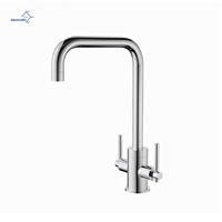 Robinet de cuisine en acier inoxydable 304 à surface polie, eau chaude et froide, robinet d'évier à deux poignées