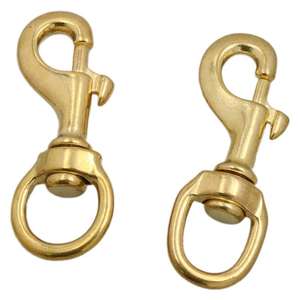 Mousqueton pivotant en laiton massif poli avec logo personnalisé pour laisse de chien et accessoires de sac - Quincaillerie métallique de haute qualité, plusieurs tailles - Product Image 1