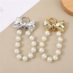 Hàng mới ngọt ngào Phong Cách Bow thiết kế ngọc trai Móc chìa khóa thời trang hợp thời trang túi quyến rũ phụ kiện - Product Image 4