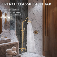 Ensemble de douche mural thermostatique dissimulé à double fonction en laiton chromé poli, style classique français, avec jets modernes pour bain et douche