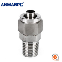 Adaptateur de raccordement de tube fileté externe en acier inoxydable PC, raccord rapide hexagonal BSPT