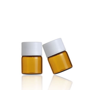 Low Moq Glass Empty Essential Oil Amber Small Vials <b>Perfume</b> 1 ml <b>Sample</b> <b>Bottle</b> With Black White Plastic Screw Cap - Product Image 3