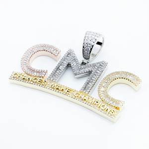 Collar con Colgante de Letra CMC con Micro Pavé de Circonitas, Joyería Hip Hop, Significado: Las Oportunidades Hacen Campeones, para Hombre - Product Image 3