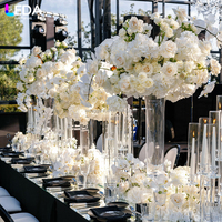 LEDA Fournitures de mariage Boules de fleurs blanches en soie, roses et orchidées artificielles, centres de table pour événements et décorations de mariage