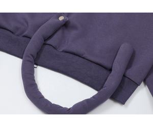 ZS invierno hombres mujeres gato oreja cola lindo sudaderas con capucha 400gsm algodón Sudadera con capucha pulóver Unisex diseño único bordado logotipo personalizado Sudadera con capucha - Product Image 4