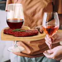 Vente en gros d'usine : Nouveaux plateaux d'apéritif en bambou en forme de cœur de haute qualité, mini-planches avec support pour verre à vin rouge, très demandés