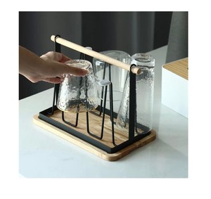 Maoyuan nouveau support <span class=keywords><strong>de</strong></span> séchage <span class=keywords><strong>de</strong></span> tasse en métal bambou égouttoir <span class=keywords><strong>de</strong></span> bouteille avec poignée <span class=keywords><strong>2022</strong></span> - Product Image 1