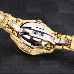 Reloj de Lujo Único para Hombre con Diamantes, Esfera Redonda Plateada con Números Árabes, Marca Personalizada, Reloj de Pulsera de Cuarzo de Lujo con Zirconia - Product Image 2
