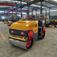 Rouleau compresseur vibrant à double tambour jaune, conception compacte, 3 tonnes, machine de compactage d'asphalte et de sol
