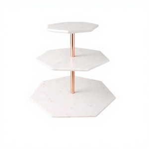 3 Tier Marble And Metal <b>Cake</b> <b>Stand</b> Deluxe Quality <b>White</b> Color Sweets Snacks Serving <b>Stand</b> At Lowest Pricing - Product Image 1