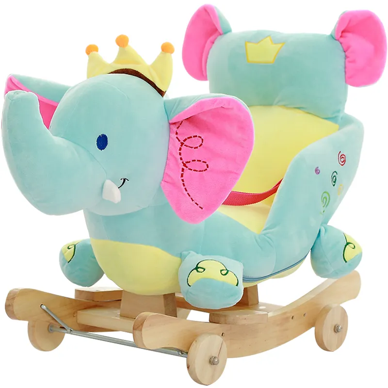 מפעל ביקורת רך נדנדה כיסא כחול פיל ממולא בעלי החיים תינוק לרכב על צעצוע
