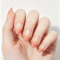 Lot de 12 faux ongles press-on en ABS, longueur moyenne, forme amande, dégradé, faits main, pré-dessinés, couvrance totale, pour doigts