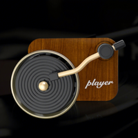 Diffuseur d'arômes de voiture en forme de tourne-disque vintage, diffuseur d'air frais pour voiture, ornement d'intérieur de voiture en bois