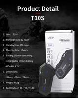 Intercomunicador Bluetooth TOUCARE, Bluetooth 5.0, Alcance de 1200M, Comunicación Clara y Nítida, Resistente al Agua IP67, Ideal para Trabajo y Viajes