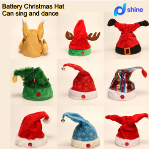 Chapeau de Père Noël Électrique Magique Dansant et Chantant en Peluche, Chapeau de Père Noël Balancelleur, Vente Chaude, Personnalisable en Gros - Product Image 1