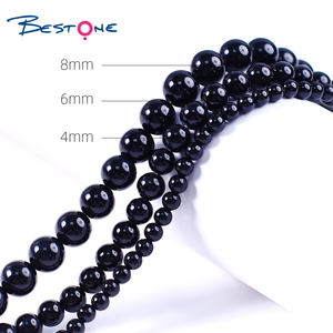 Bestone Batu Akik Hitam Alami Manik-manik Batu Permata Bulat Longgar Manik-manik <span class=keywords><strong>Onyx</strong></span> untuk Membuat Perhiasan Gelang Kalung - Product Image 2