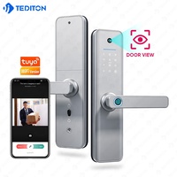Nouvelle serrure de porte intelligente avec caméra Wifi, application Tuya, visionneuse numérique de judas, serrure de porte intelligente avec empreintes digitales et caméra