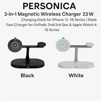 Cargador Inalámbrico Magnético 3 en 1 de 15W, Base de Carga Inalámbrica para Teléfono, Cargador Inalámbrico para Samsung iPhone
