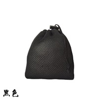 Pochette en nylon recyclé noir avec logo personnalisé, cordon de serrage, réutilisable, écologique, impression sérigraphique, pour courses, emballage de cheveux