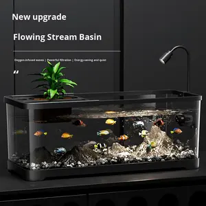 Akrilik Dikdörtgen Ev Tipi Masaüstü Akvaryum, Oturma Odası Peyzajı için Çevre Dostu Susuz Akış Oksijen Üreten - Product Image 3