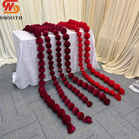 Guirlande de boules en velours rouge faites à la main, en gros, pour décoration de mariage, fête, Noël et événements festifs