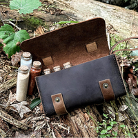 YY Camping Spice Kit Tas Bumbu Kulit, Dompet Bumbu Portabel, Organizer Penyimpanan Bumbu, Tempat Botol Bumbu